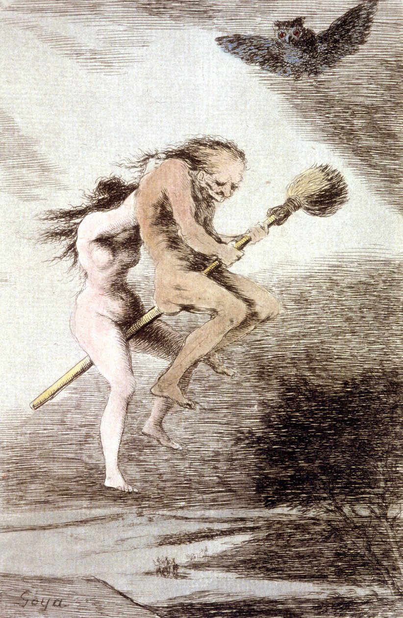 "Linda maestria" boszorkányok seprűn, c. 1802 (metszet) alkotó: Francisco Jose de Goya y Lucientes