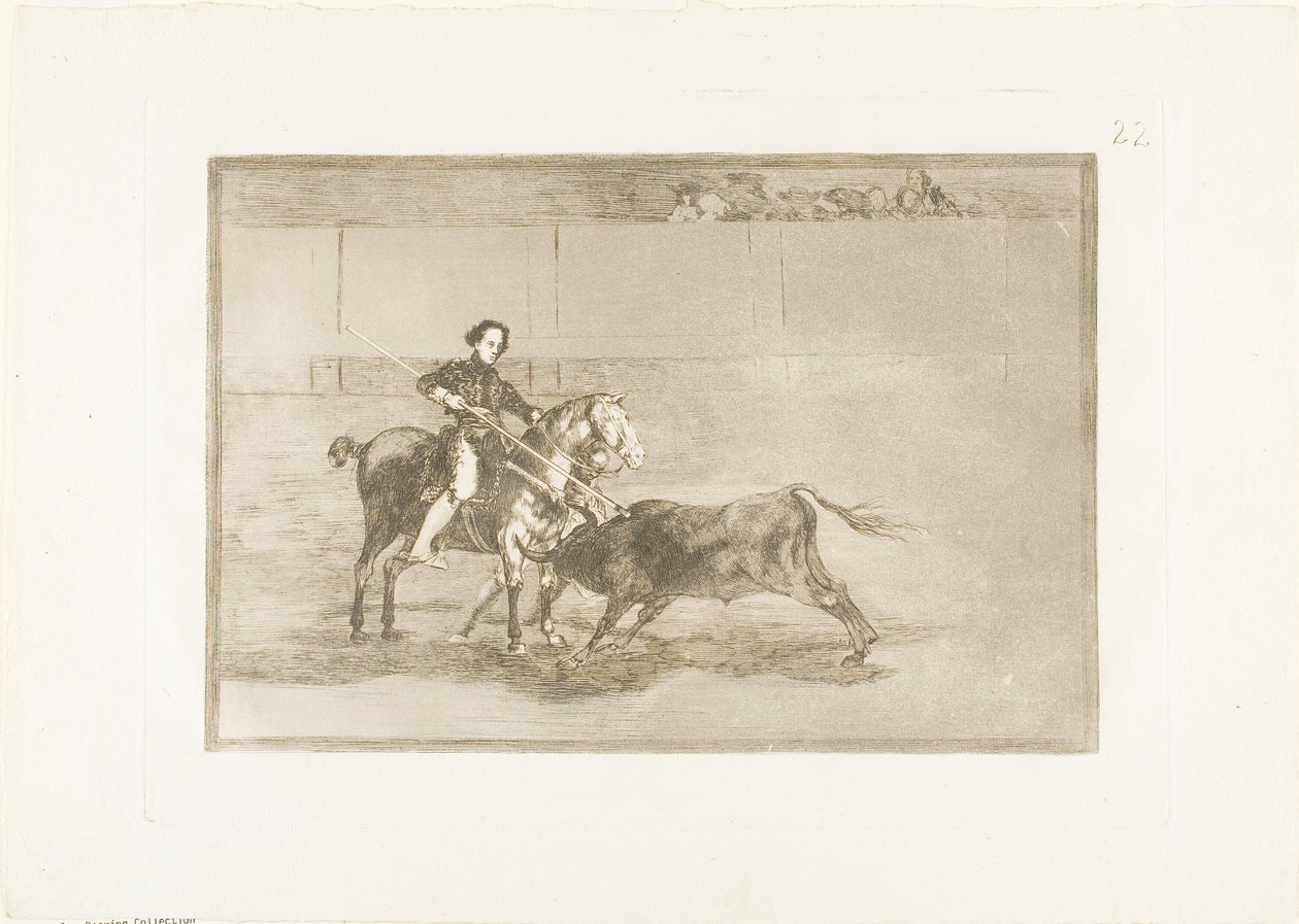 Az ünnepelt Pajuelera férfias bátorsága a saragoszai ringben, 22. lemez a Bikaviadal művészetéből alkotó: Francisco Jose de Goya y Lucientes