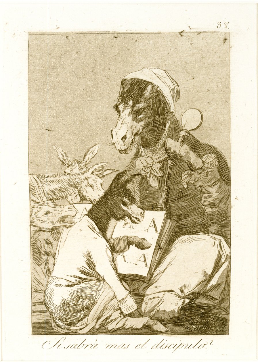 Lehet, hogy a tanuló többet tud? Los Caprichosból, először 1799-ben (rézkarc és akvatinta) alkotó: Francisco de Goya