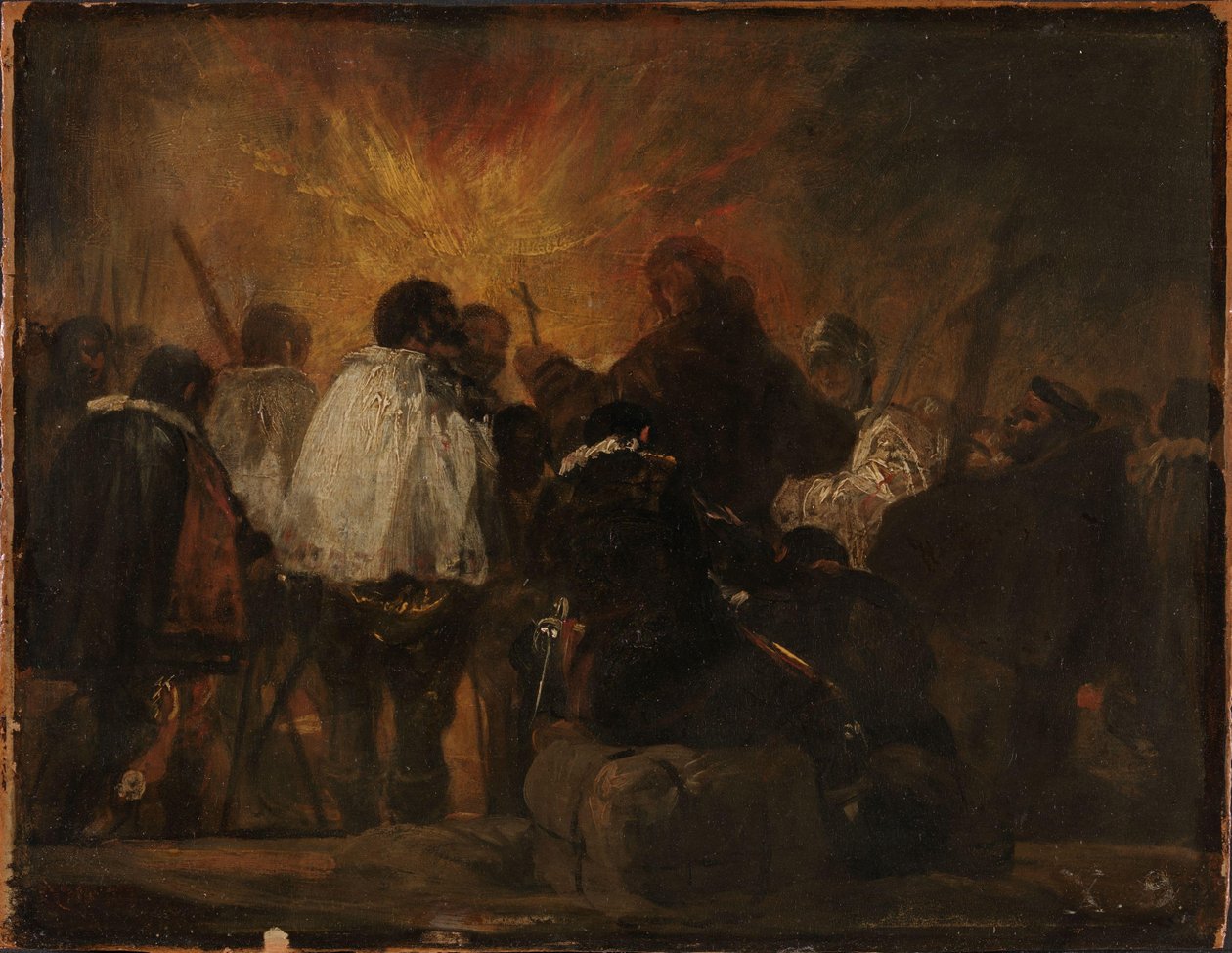 Éjszakai jelenet az inkvizícióból, 1810 körül (olaj, fa) alkotó: Francisco Jose de Goya y Lucientes