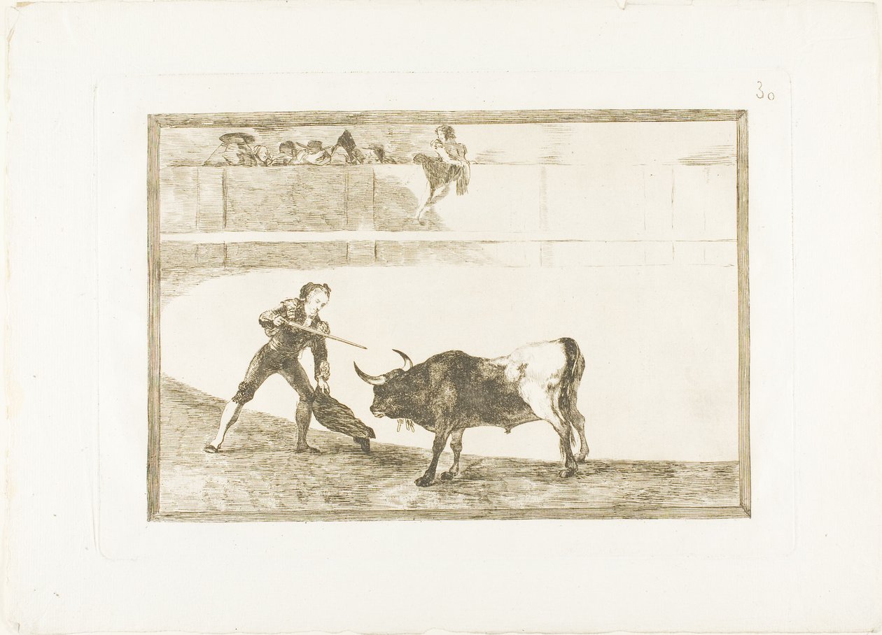 Pedro Romero megöli a megállított bikát, 30-as lemez a The Art of Bullfighting-ből alkotó: Francisco Jose de Goya y Lucientes