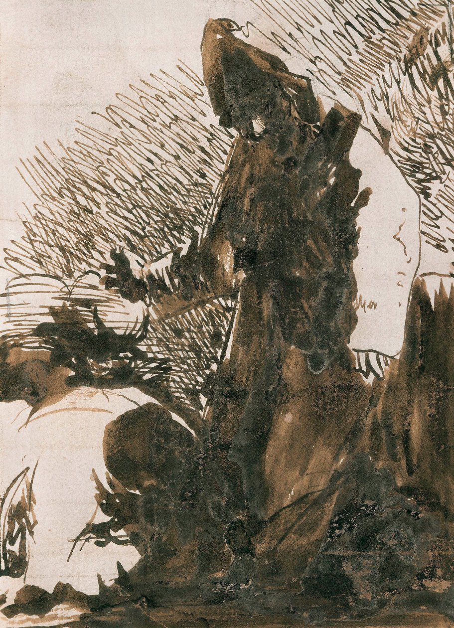 ""Egy szerzetes előtt leboruló szereplők"". Francisco de Goya y Lucientes (1746-1828) mosórajza. 1820. Madrid. Prado Múzeum. alkotó: Francisco Jose de Goya y Lucientes