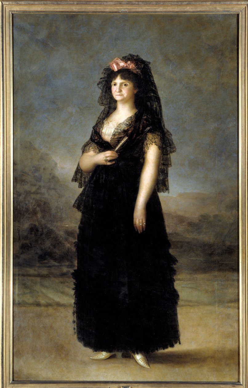 Portré a spanyol királynő, Marie Louise (1751-1819), IV. Károly feleség lábán Francisco de Goya (1746-1828) festménye, 19. század V. 2,08x1,27 m - Madrid, Musee du Prado - Maria Luisa királynő (1751-1819) mantillát viselő portréja - Festménye alkotó: Francisco de Goya