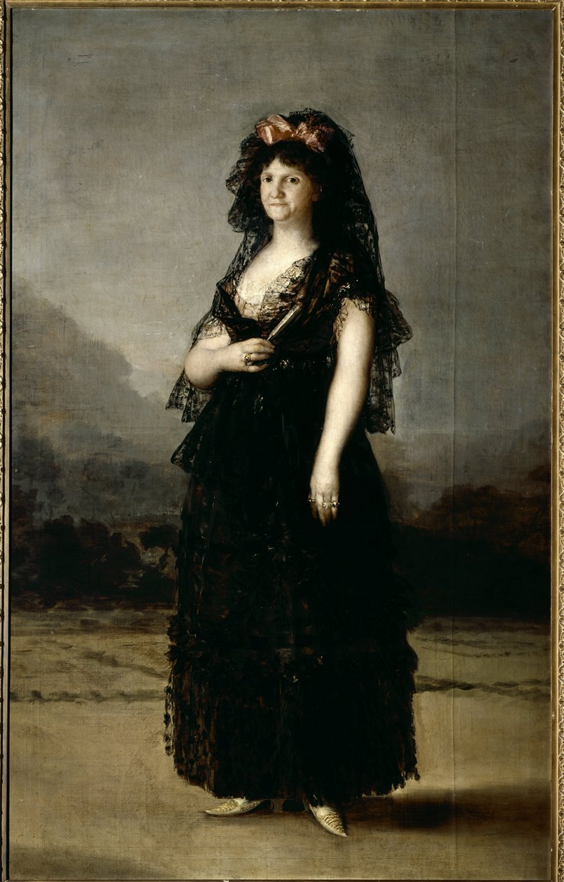 Mantillát viselő Mária Lujza királynő portréja (olaj, vászon). alkotó: Francisco de Goya