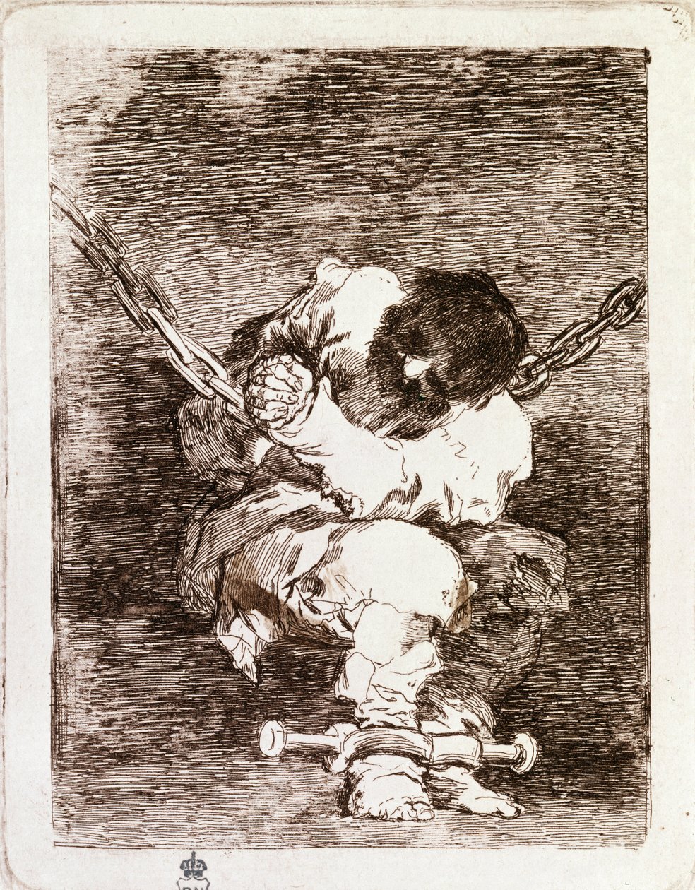 Fogolylánc ültetés – A biztonság éppoly barbár, mint a bűncselekmény. (Metszés alkotó: Francisco de Goya