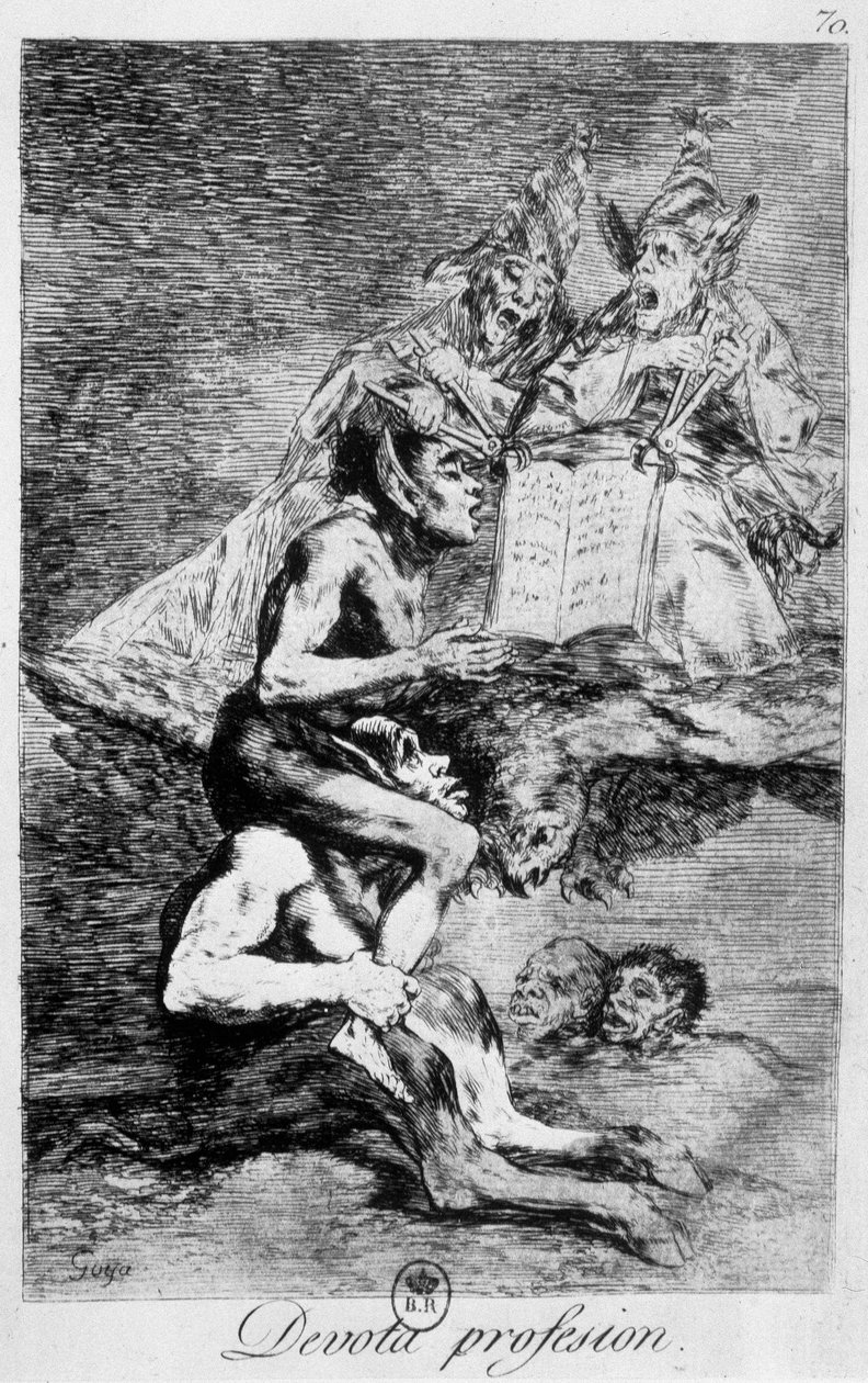 Hitvallás, boszorkánysági jelenet elfekkel, Goya, 18. század vége. alkotó: Francisco de Goya