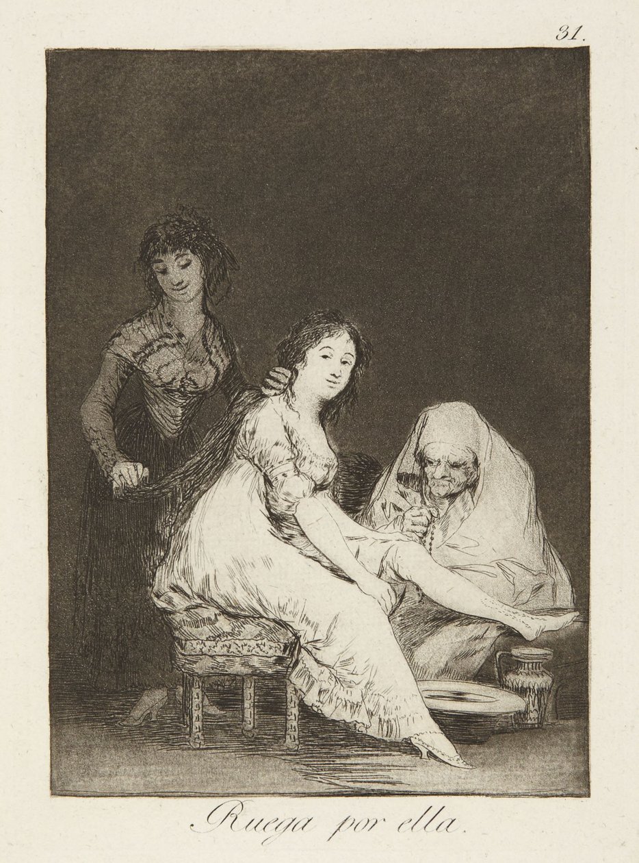 Imádkozz érte (She prays for her), a Los Caprichos 31. képe alkotó: Francisco Jose de Goya y Lucientes