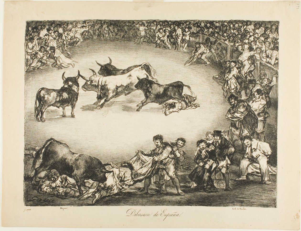 Spanyol szórakozás, a The Bulls of Bordeaux-ból alkotó: Francisco Jose de Goya y Lucientes
