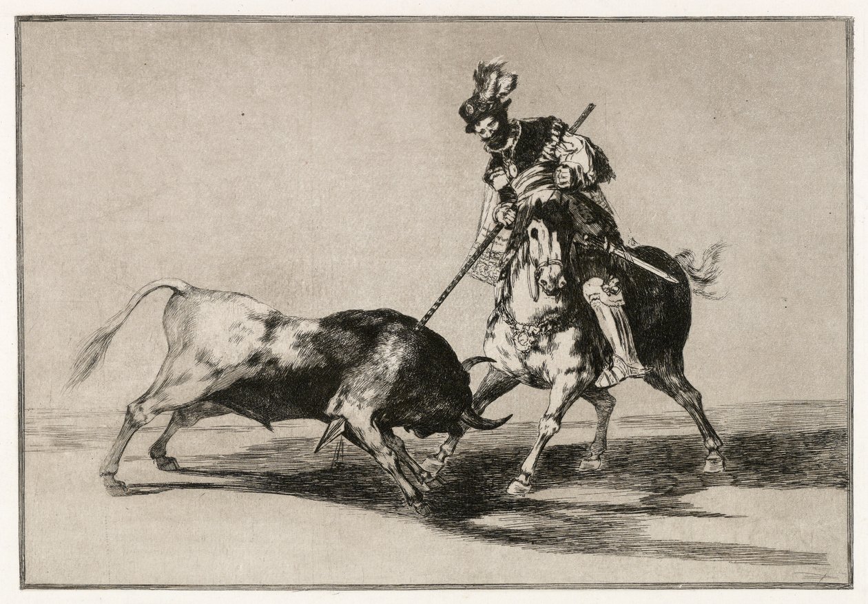 A Cid Campeador megtámad egy bikát a lándzsájával alkotó: Francisco de Goya