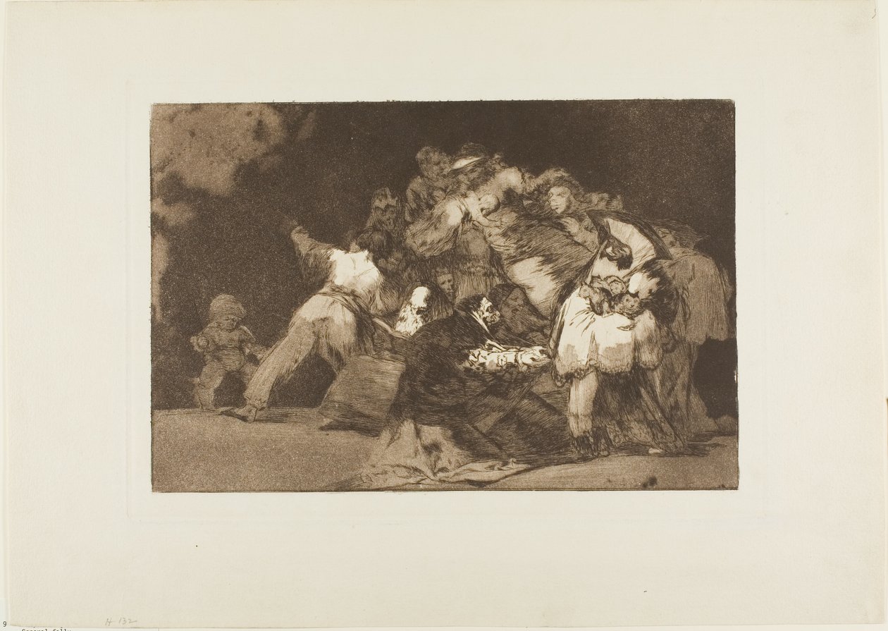 A macska karmai és a hívő ruhája - az erkölcsösséghez hasonlóan az erény szoknyájába öltözik, kilencedik tábla a Los Proverbios-ból alkotó: Francisco Jose de Goya y Lucientes