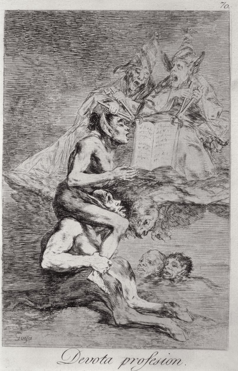 The Devout Profession, „Los caprichos” 70-es tányérja alkotó: Francisco Jose de Goya y Lucientes