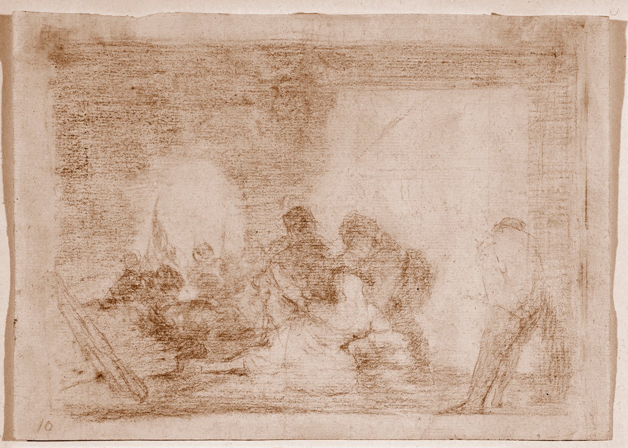 A háború katasztrófái: Egy férfi, aki tanúja felesége megerőszakolásának (Rajz alkotó: Francisco de Goya