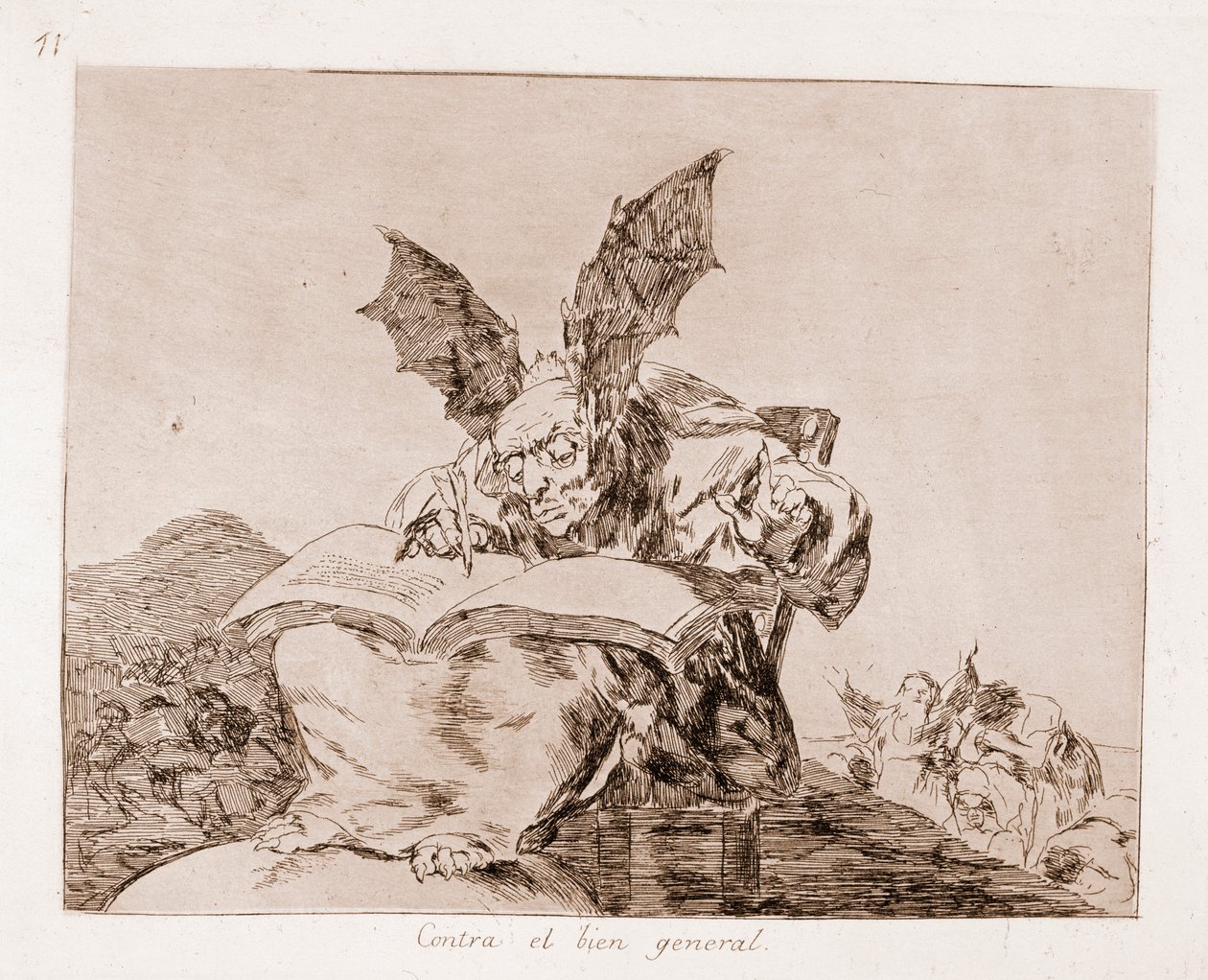 A háború katasztrófái: A közjó ellen (rézkarc az előkészítő rajzból alkotó: Francisco de Goya