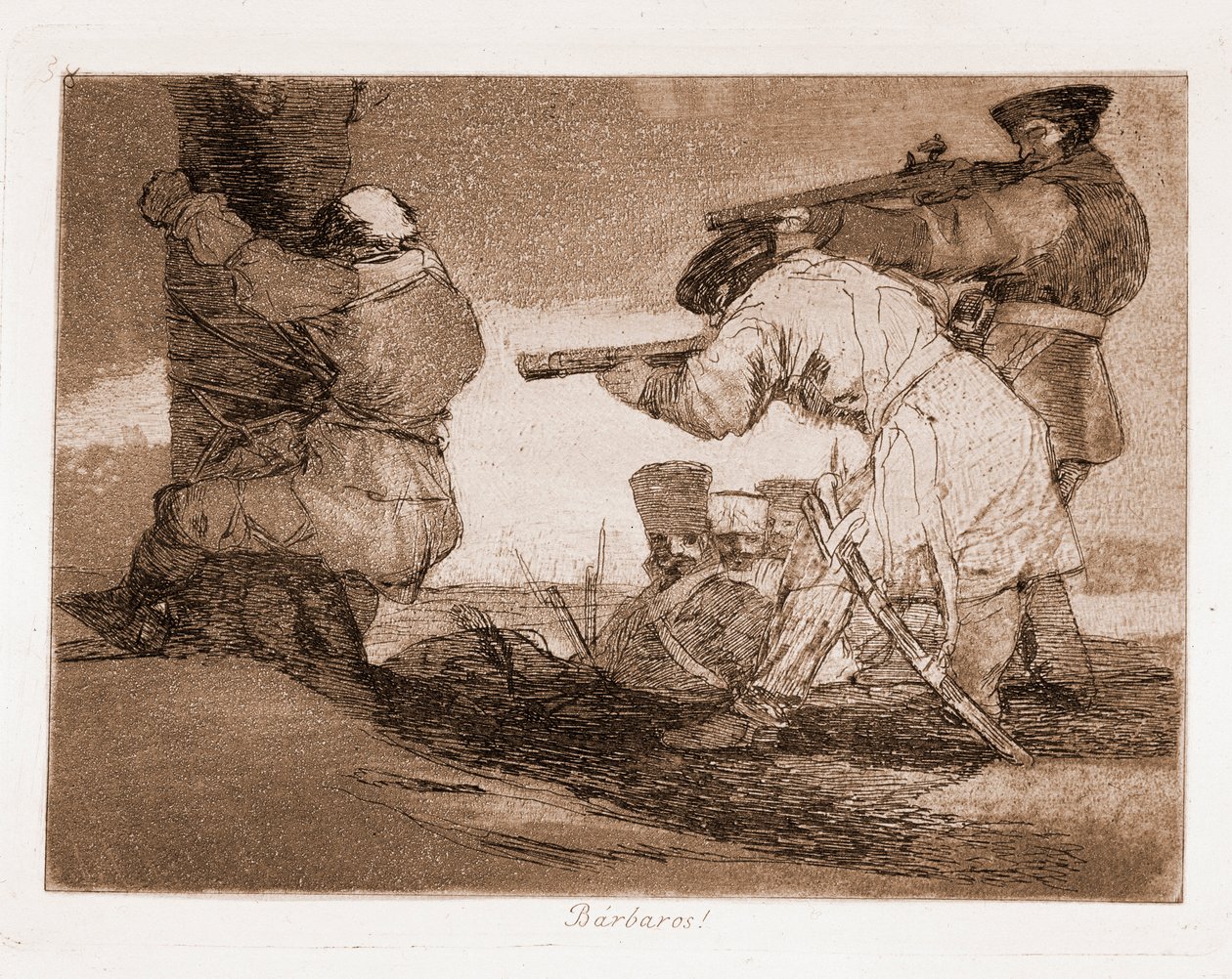 A háború katasztrófái: Barbárok! (Vésés előkészítő rajz után alkotó: Francisco de Goya