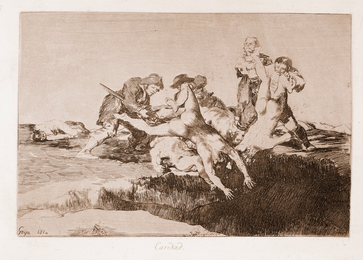 A háború katasztrófái: Jótékonyság (Vésés rajz után alkotó: Francisco de Goya