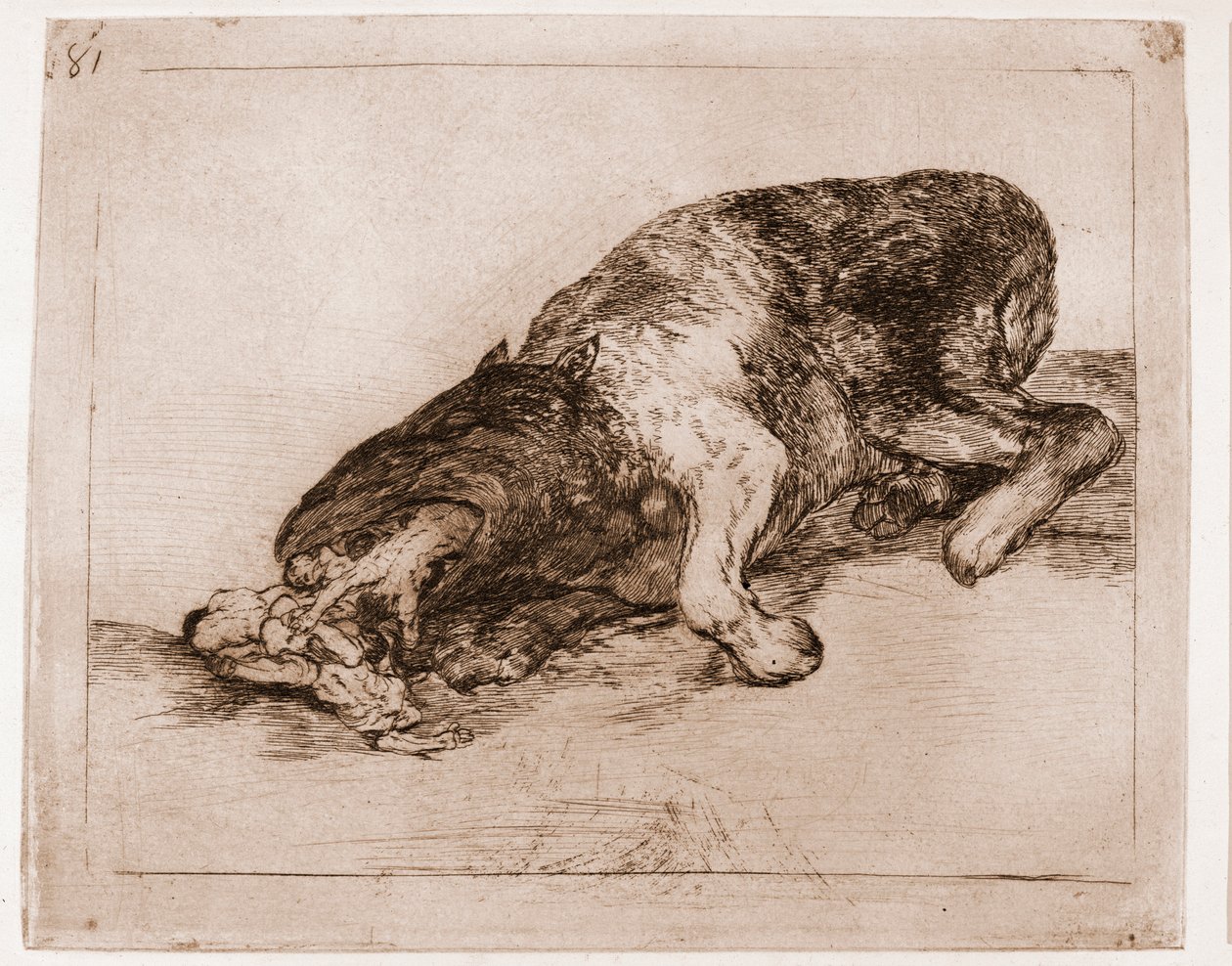 A háború katasztrófái: Büszke szörny! (rézkarc az előkészítő rajzból alkotó: Francisco de Goya