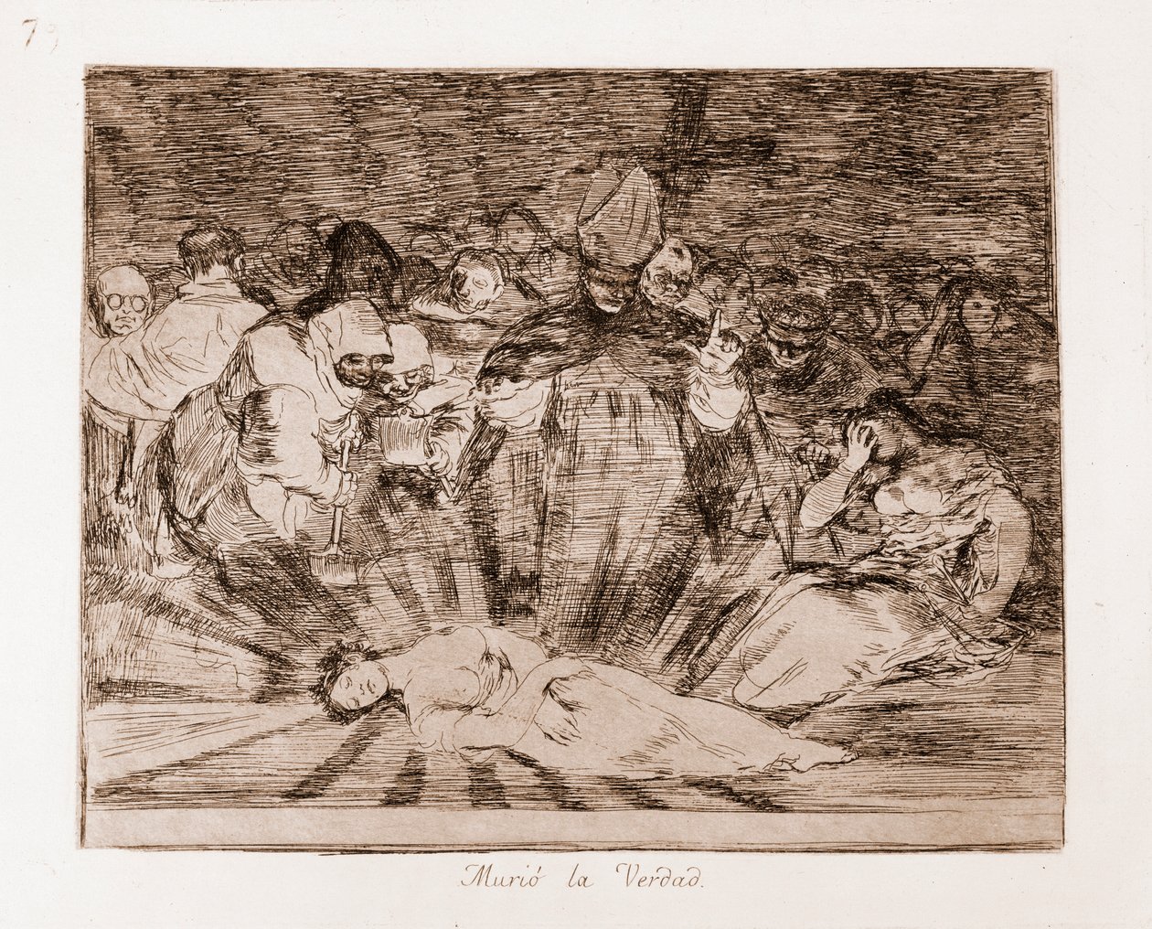 A háború katasztrófái: Az igazság halott (rézkarc az előkészítő rajzból alkotó: Francisco de Goya