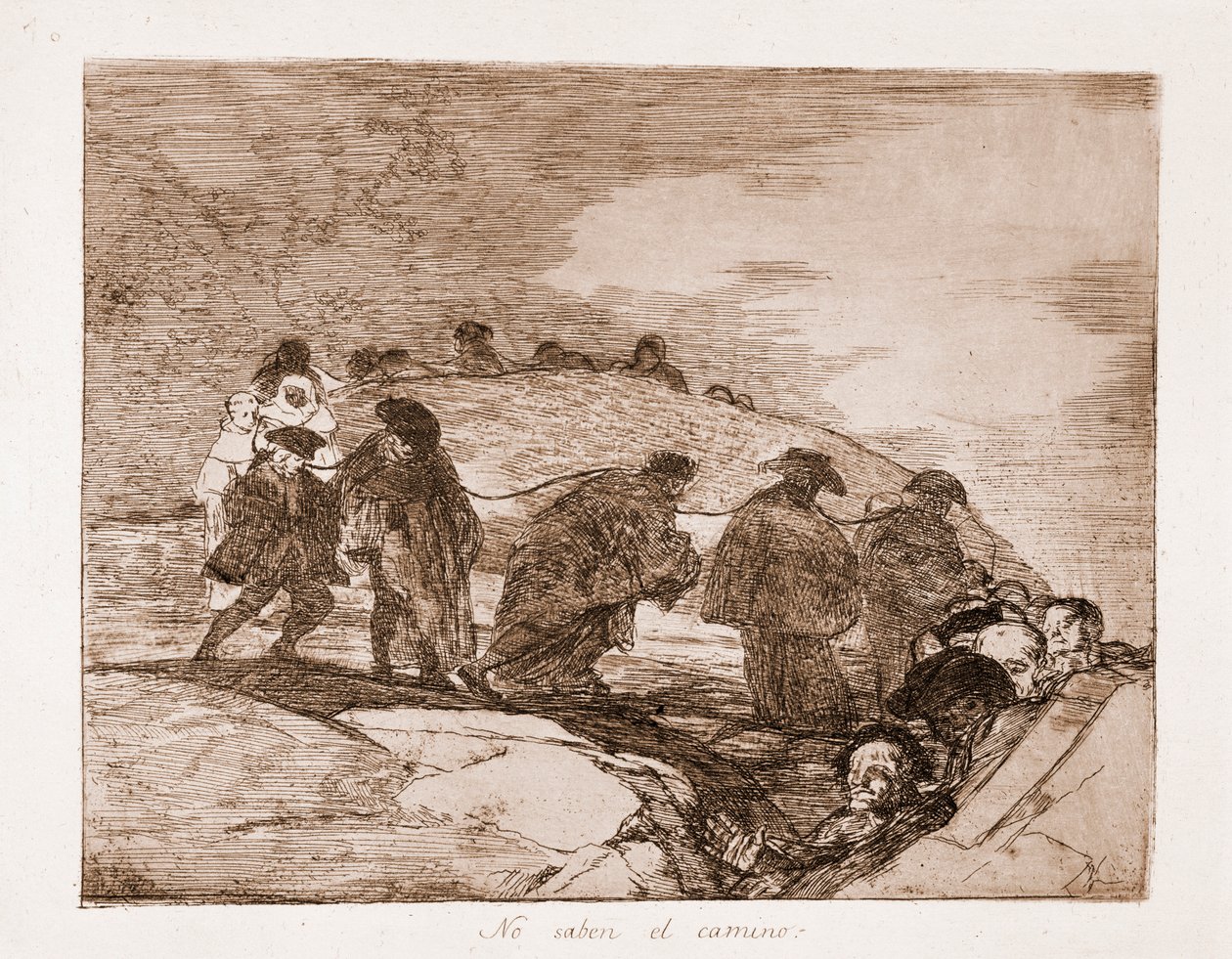 A háború katasztrófái: Nem ismerik az utat (rézkarc az előkészítő rajzból alkotó: Francisco de Goya