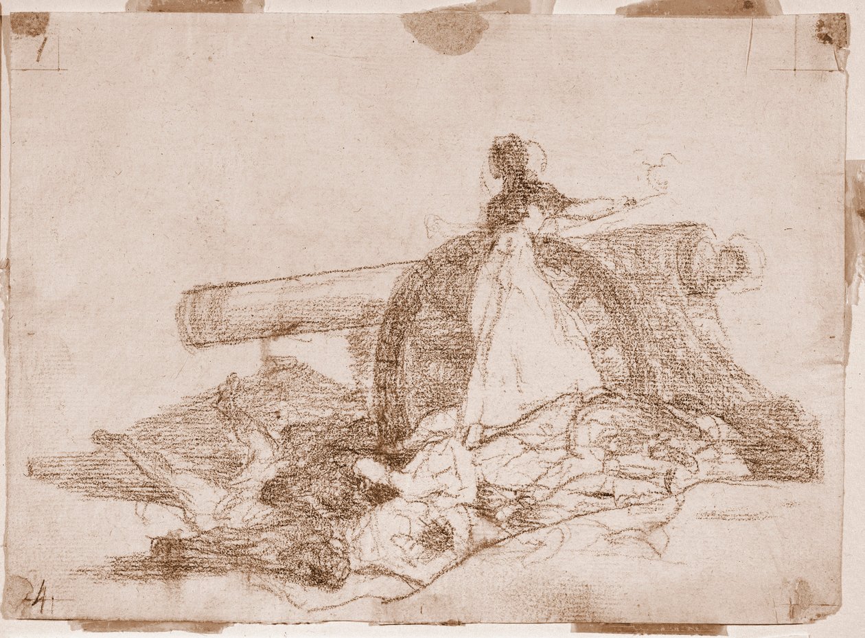 A háború katasztrófái: micsoda bátorság! (előkészítő rajz alkotó: Francisco de Goya