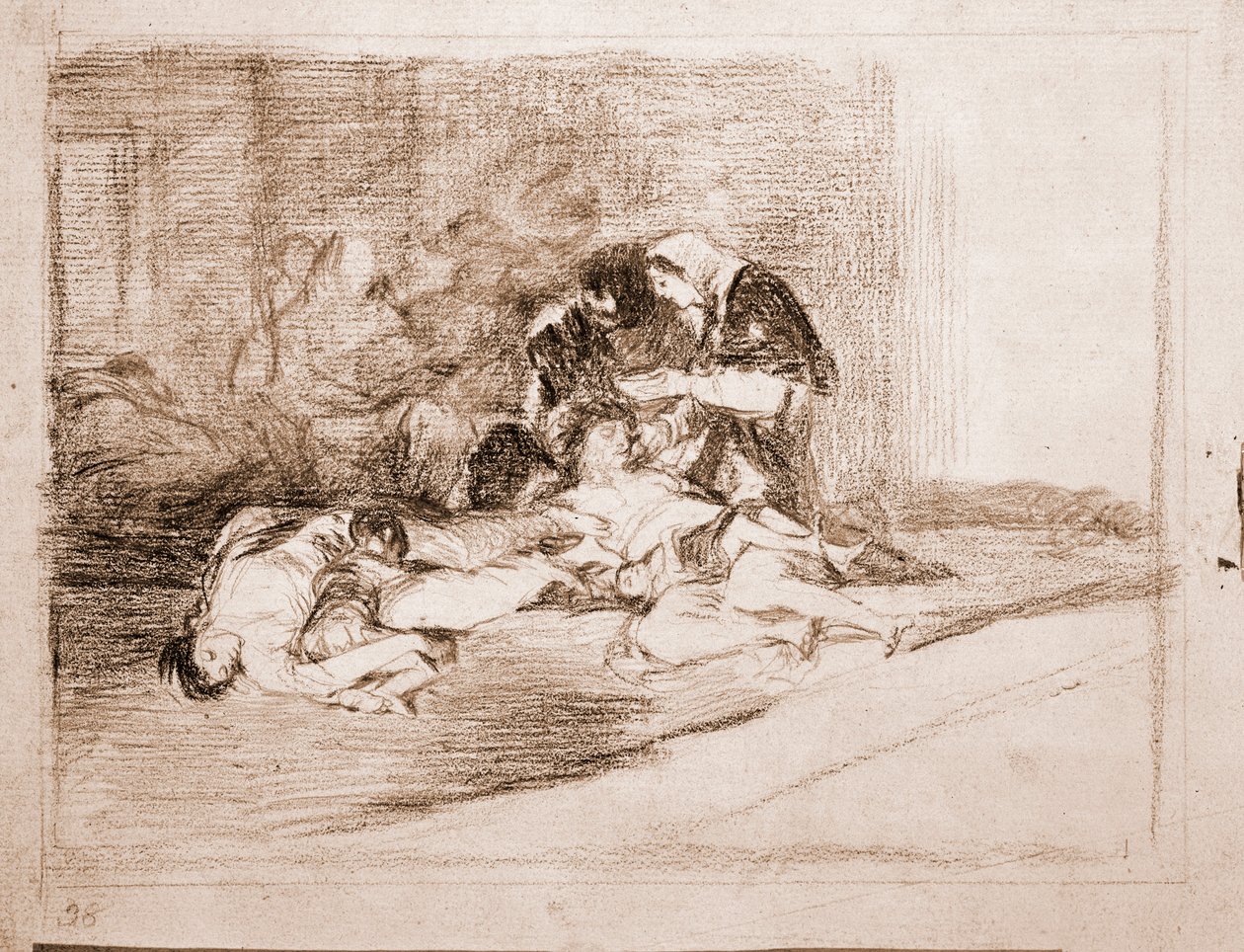A háború katasztrófái: Mire való egy tál? (előkészítő rajz alkotó: Francisco de Goya