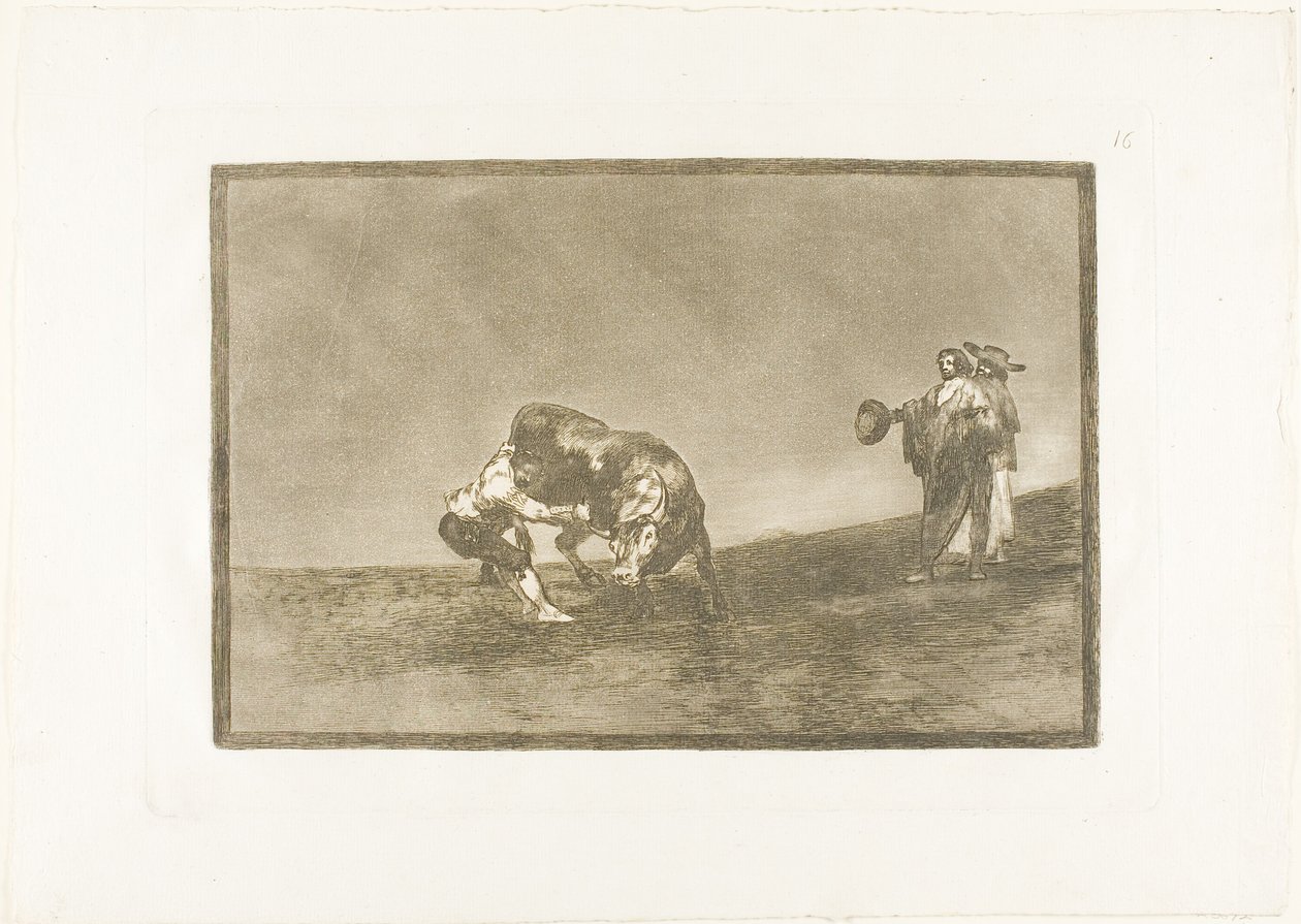 Ugyanaz az ember bikát dob a gyűrűbe Madridban, 16. lemez A bikaviadal művészetéből alkotó: Francisco Jose de Goya y Lucientes