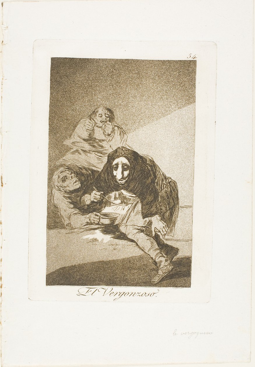 A Shamefaced, 54-es lemez Los Caprichosból alkotó: Francisco Jose de Goya y Lucientes
