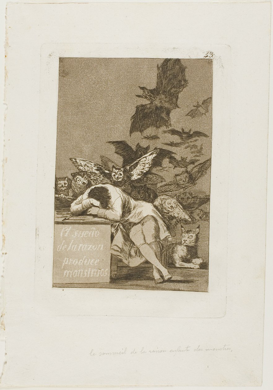 A The Sleep of Reason szörnyeket produkál, 43-as lemez Los Caprichosból alkotó: Francisco Jose de Goya y Lucientes