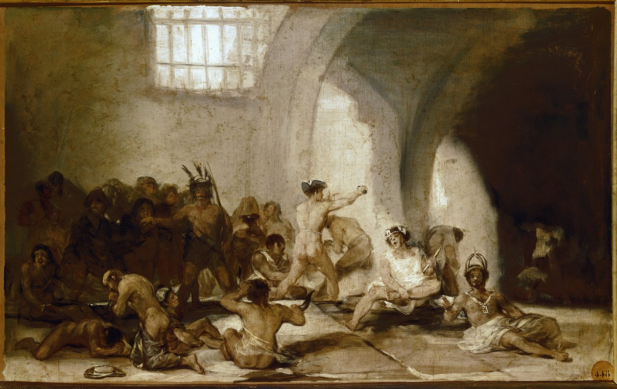 Az őrült ház. (olaj, fa alkotó: Francisco de Goya