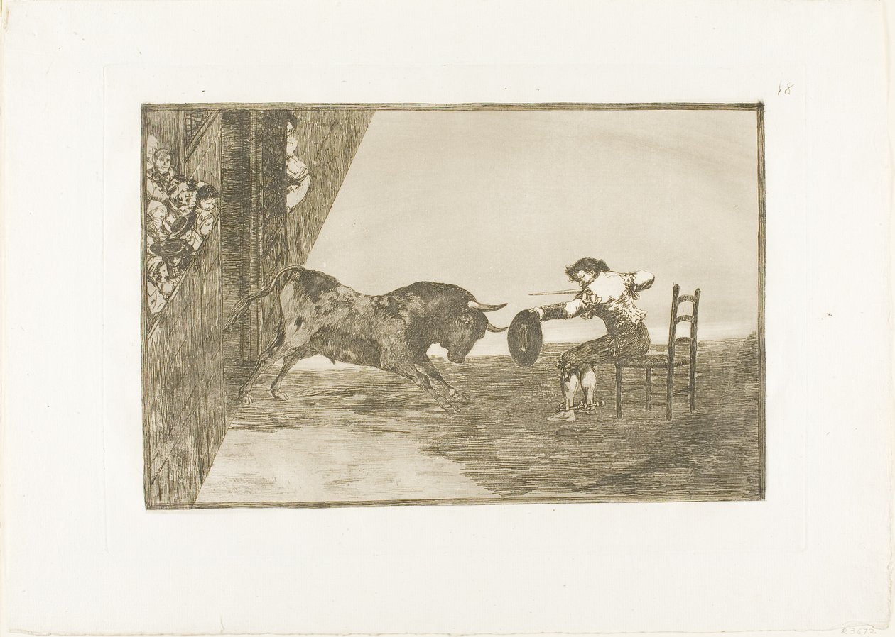 Martincho merészsége a ringben Saragossában, 18. lemez A bikaviadal művészetéből alkotó: Francisco Jose de Goya y Lucientes