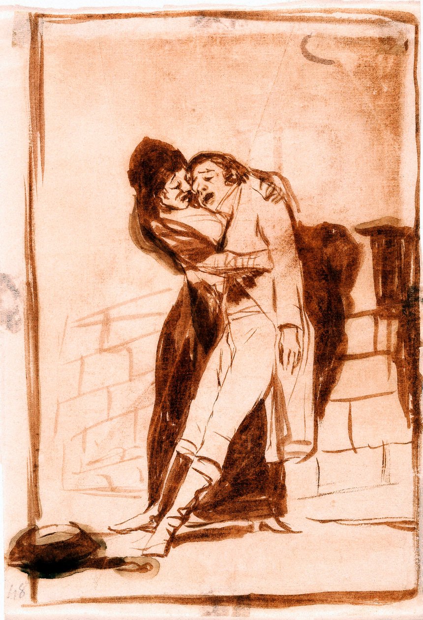 "A szeszélyek" (Los caprichos): Szerelem és halál. Előkészítő rajz 1797-1798 (rajz) alkotó: Francisco de Goya