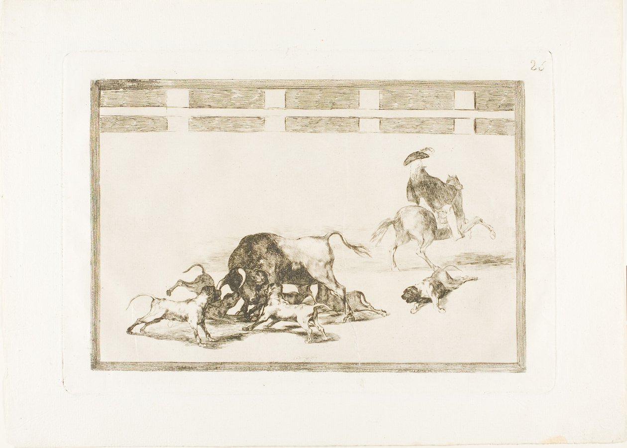 The Loose Dogs on the Bull, 25. lemez a The Art of Bullfighting-ből alkotó: Francisco Jose de Goya y Lucientes