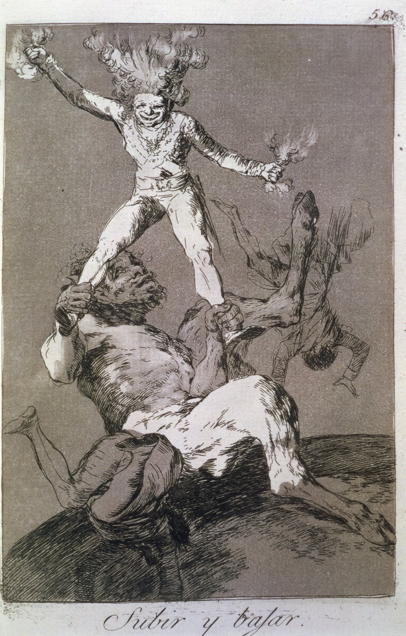 Emelkedni és süllyedni, a „Los caprichos” 56-os táblája alkotó: Francisco Jose de Goya y Lucientes