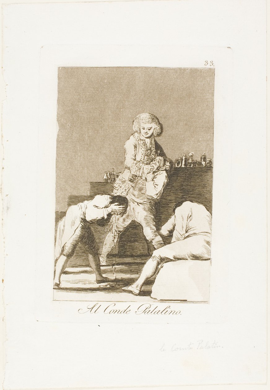 A gróf Palatinusnak vagy a Palatinus grófnak, Los Caprichos 33. tábla alkotó: Francisco Jose de Goya y Lucientes