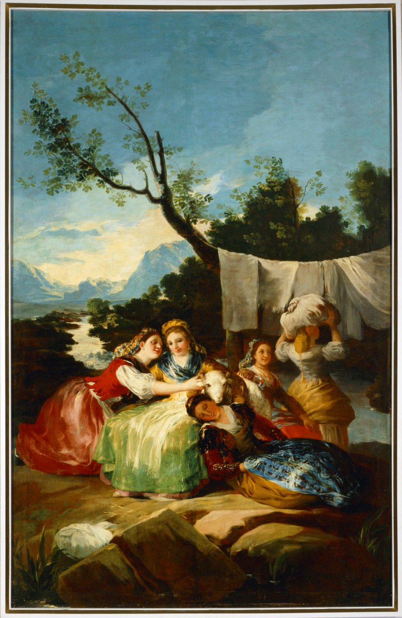 WasherwomenCartoon egy faliszőnyeghez az El Escorialban ... (festmény, vászon) alkotó: Francisco Jose de Goya y Lucientes