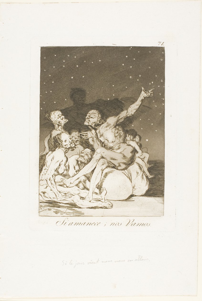 Amikor szünetet tart a nap, a 71-es lemez Los Caprichostól alkotó: Francisco Jose de Goya y Lucientes