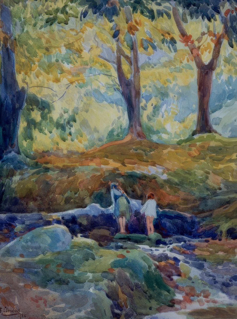 BOSQUE-ACUARELA. Művész: FRANCISCO LLORENS DIAZ. Helyszín: MAGÁNGYŰJTEMÉNY, MADRID, SPANYOLORSZÁG alkotó: Francisco Llorens Diaz