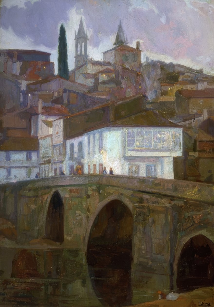 LÁMPÁK KÖZÖTT (BETANZOS) –OLAJ / VÁSZON – 1918–90X62 CM– alkotó: Francisco Llorens Diaz