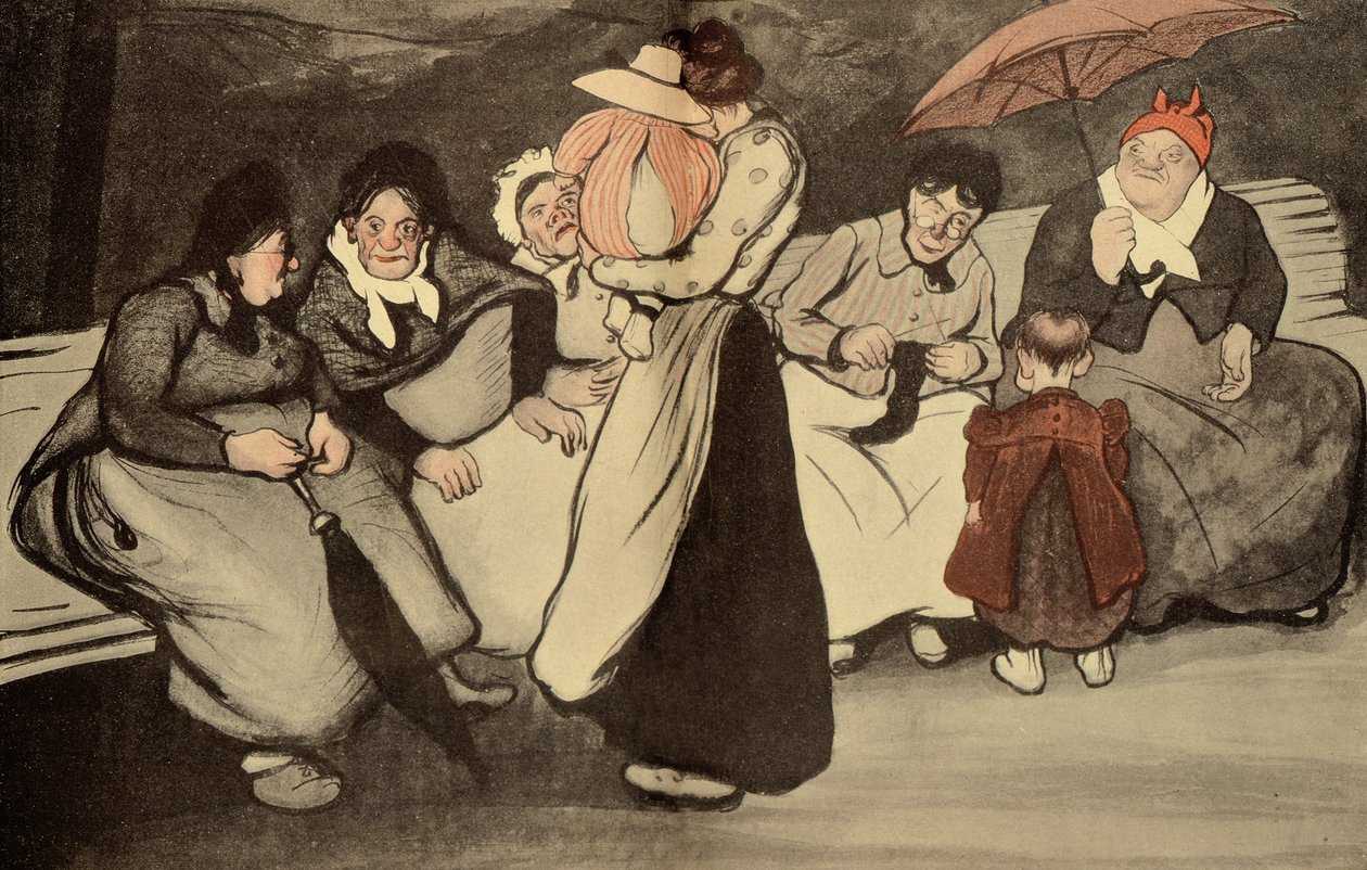 Napsütéses vasárnap a friss levegőn, rajzfilm LAssiette au Beurre-ből, 1902. augusztus 23. alkotó: Francisco Sancha y Lengo