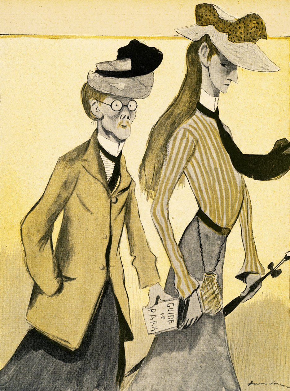 Egy fiatal angol nő Franciaországban a kísérőjével, 1903 alkotó: Francisco Sancha y Lengo