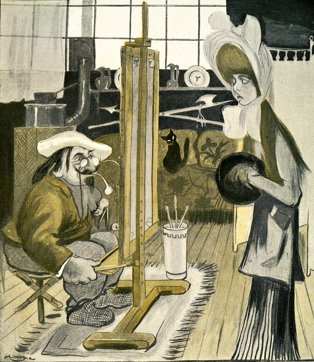 Egy fiatal angol nő pózol egy francia művésznek, 1903 alkotó: Francisco Sancha y Lengo