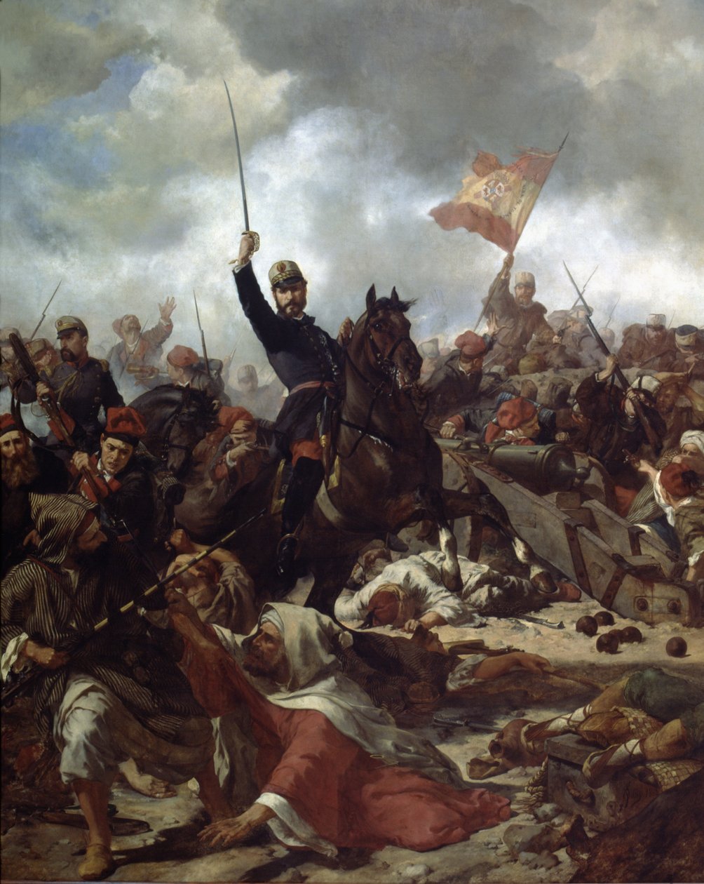 John Prim tábornok és Prats (1814-70) a tetouani csatában alkotó: Francisco Sans y Cabot