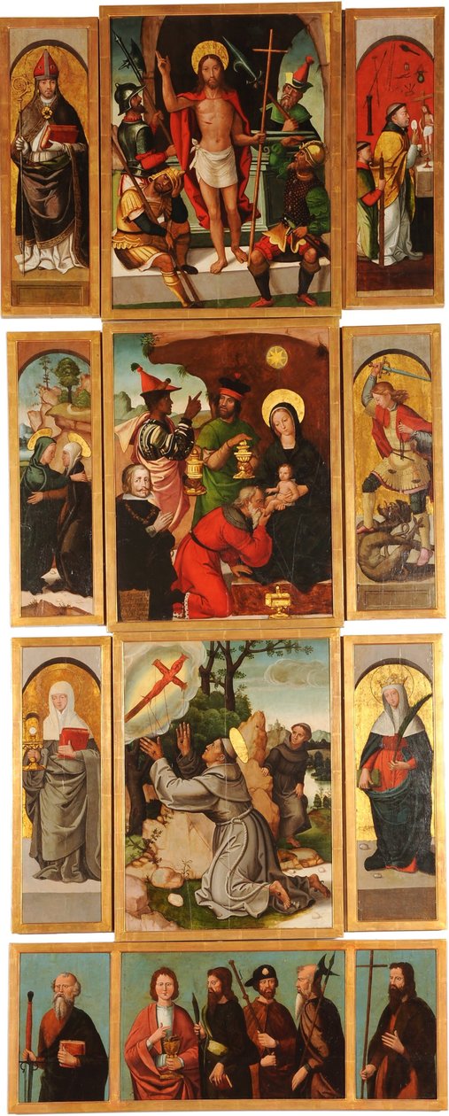 Szent Anna és Mihály arkangyal oltárképe Jobb oldali tábla alkotó: Francisco de Comontes
