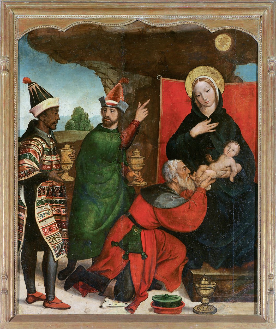 A mágusok imádása - Comontes, Francisco de (aktív 1524-1565) - 1535-1540 - Olaj, fa - 129x103 - Museo de Bellas Artes, Salamanca alkotó: Francisco de Comontes