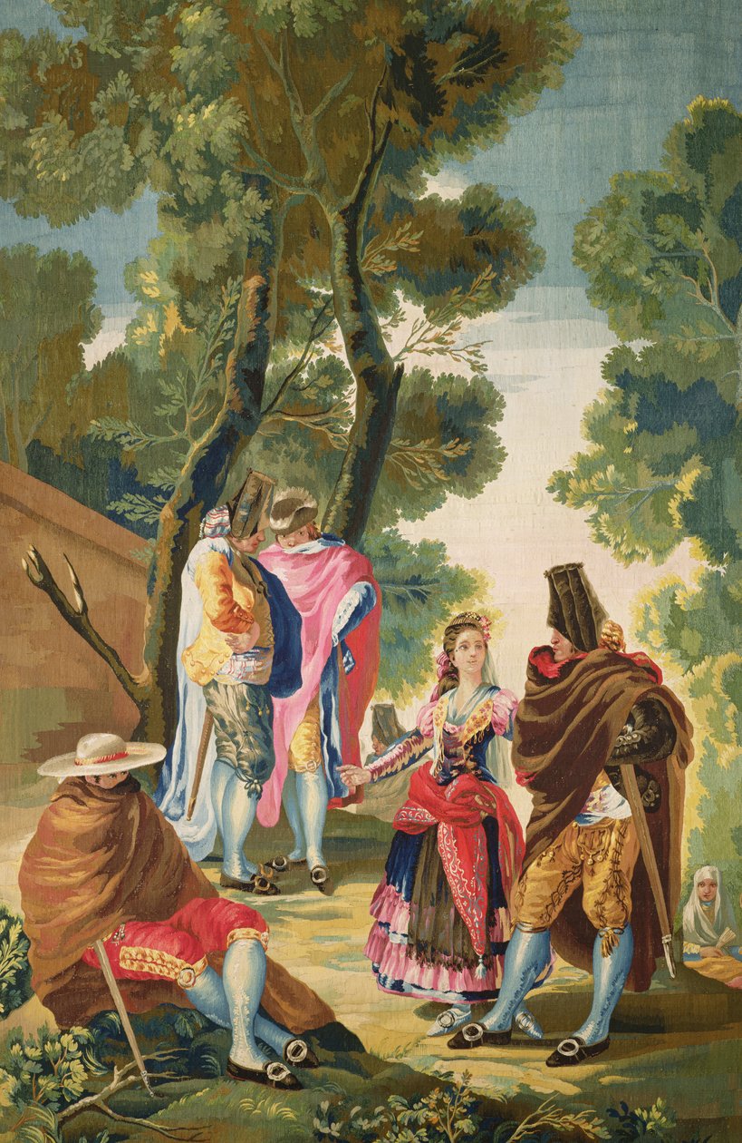 Egy Maja és az álarcosok, 1777 körül (szőnyeg) alkotó: Francisco de Goya