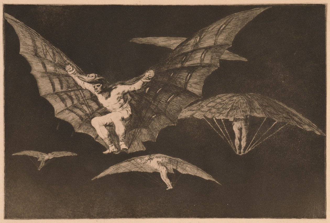 A repülés egy módja (Modo de Volar), a Los Disparates sorozatból alkotó: Francisco de Goya
