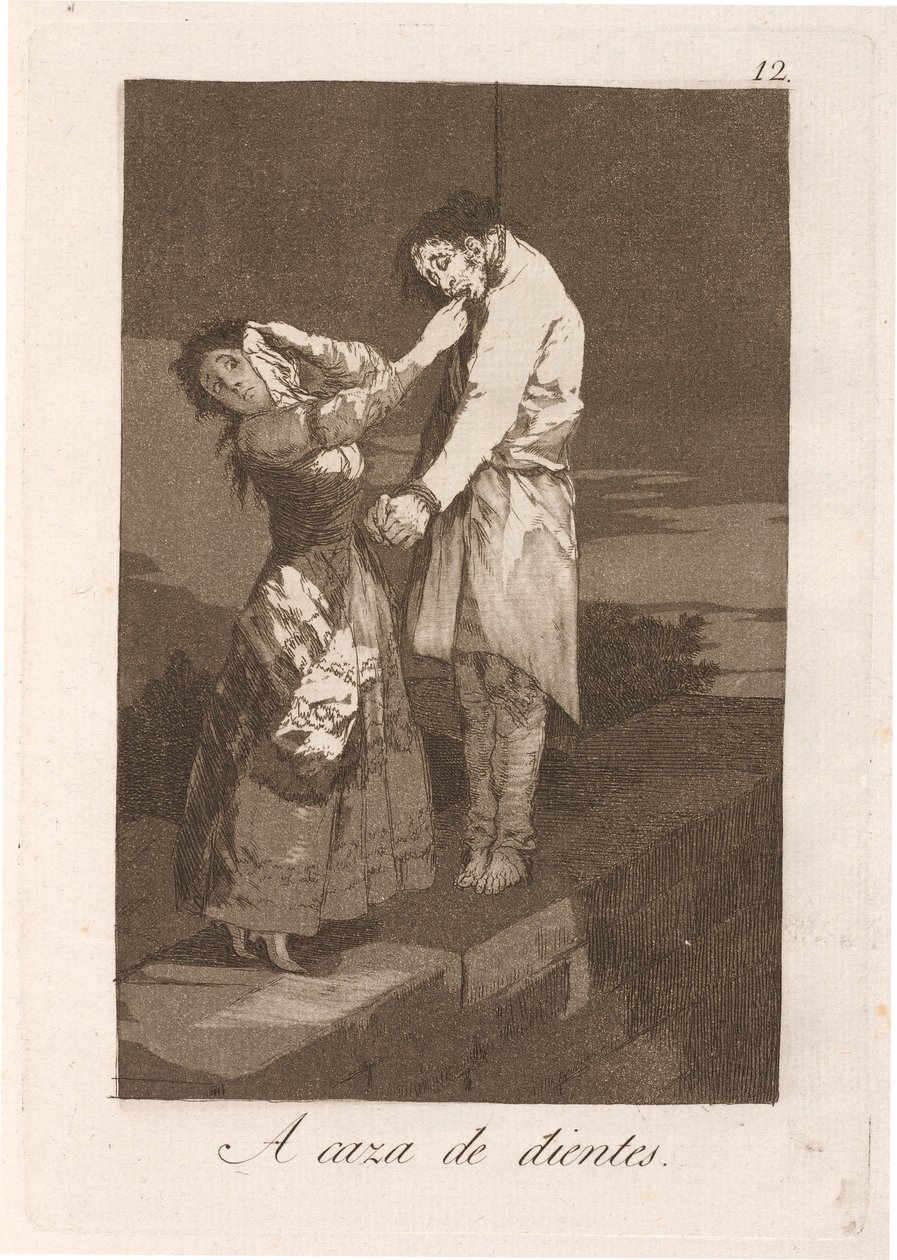 A caza de dientes (Vadászat a fogakra) alkotó: Francisco de Goya