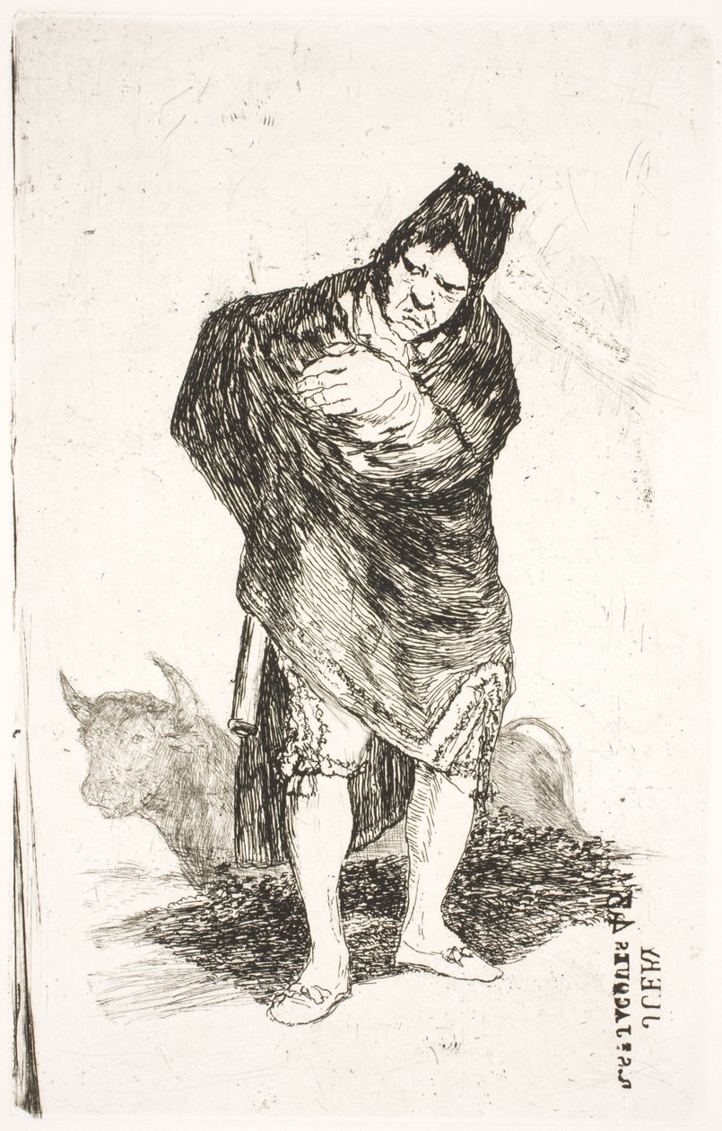 Andalúz csempész, bikával alkotó: Francisco de Goya