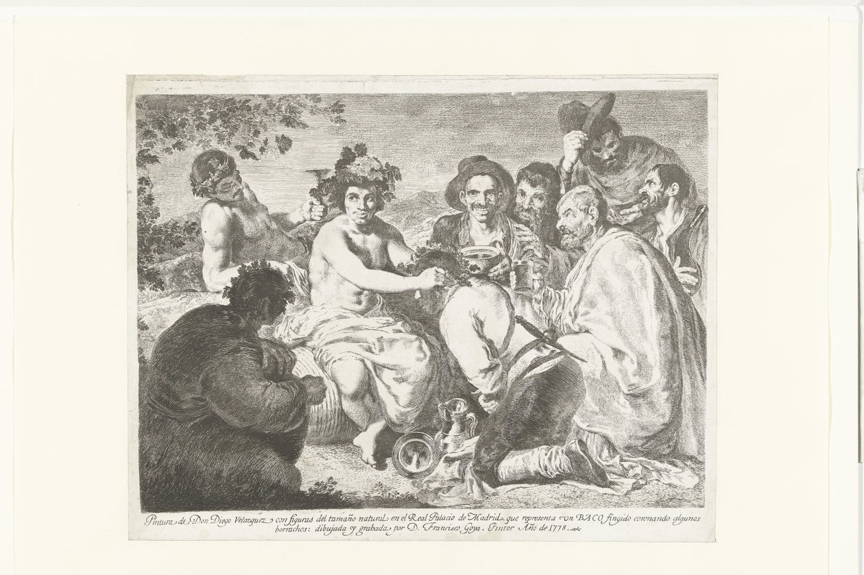 Bacchus a donkaardokban Baco (cím a tárgyon) A Részegek alkotó: Francisco de Goya
