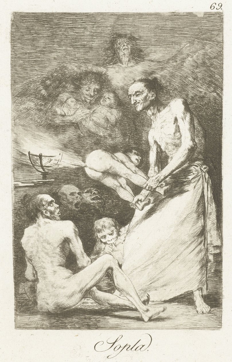 Blaas Sopla (cím az objektumon) Los Caprichos (sorozat címe) alkotó: Francisco de Goya