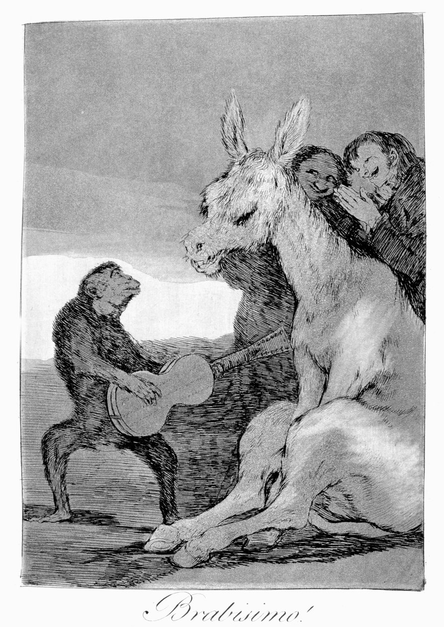 Bravó! Zenés esték karikatúrája, 1799 alkotó: Francisco de Goya